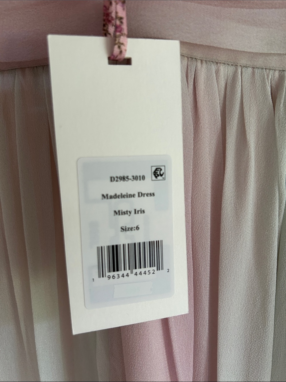 LoveShackFancy Pastel Pink & Mint V-Neck Gown - Picture 4 of 7